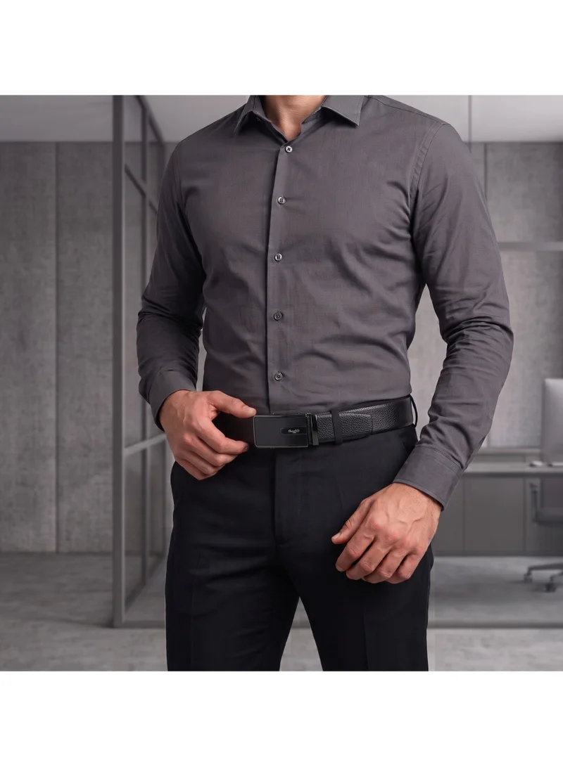 Classic Milano Black (ALTHQ-3705-11) Classic Milano Genuine Leather Belt for Men, Formal Dress Belt with Automatic Ratchet Buckle, Men's Belt for Office Wear with Gift Box for Men | Best Price UAE