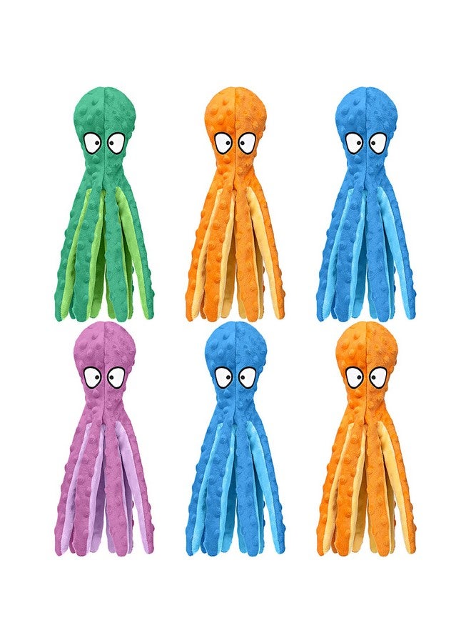 Vinsot 6 Pack Dog Squeaky Toys Octopus No Stuffing Crinkle Plush Dog Toys Durable Interactive Cute Chew Toys For Puppy (Colorful) - Image 1