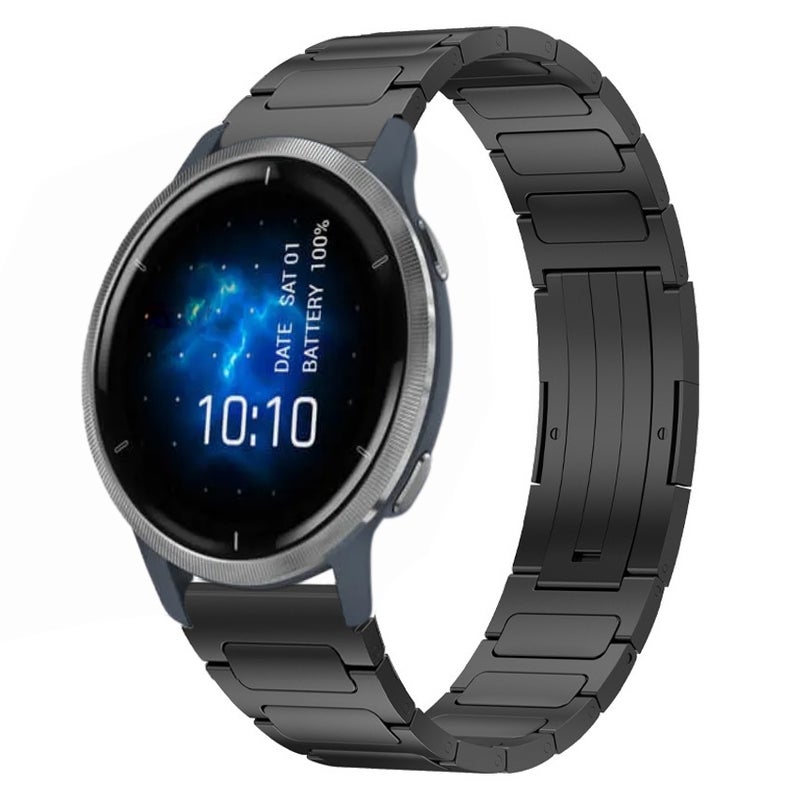 S-TOP For Garmin Venu 2 22mm I-Shaped Titanium Alloy Watch Band(Black) - Image 1