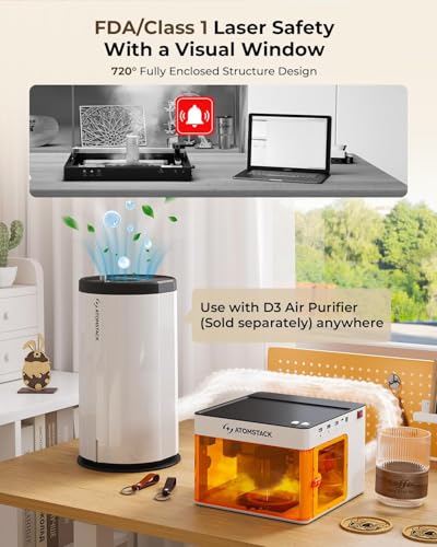 ATOMSTACK P1 5W Laser Engraver, Laser Cutter, Unibody Laser Engraving Machine, 10000 mm/min, 5000mW Diode for Beginners DIY, Wood, Leather, Acrylic, Metal, Portable, Single Laser, Class 1 Safe - Image 5