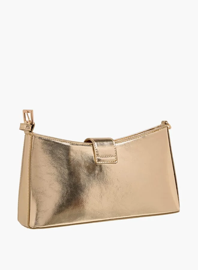 Flora Bella By Shoexpress Women's Solid Shoulder Bag with Magnetic Closure and Strap