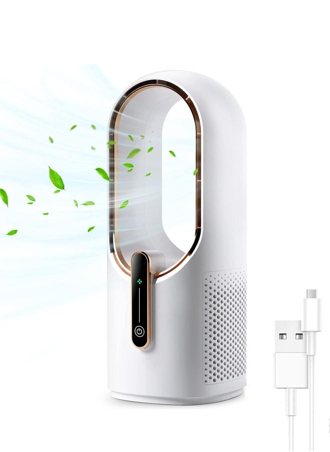 Joshberg Desk Fan Bladeless, 11.8 Inch Small Rechargeable Fan, Quiet Office Fan, 3 Speed Adjustment, Touch Control, Easy to Clean, Desk Fans Small Quiet, Ideal for Office, Living Room, Bedroom  - Image 1