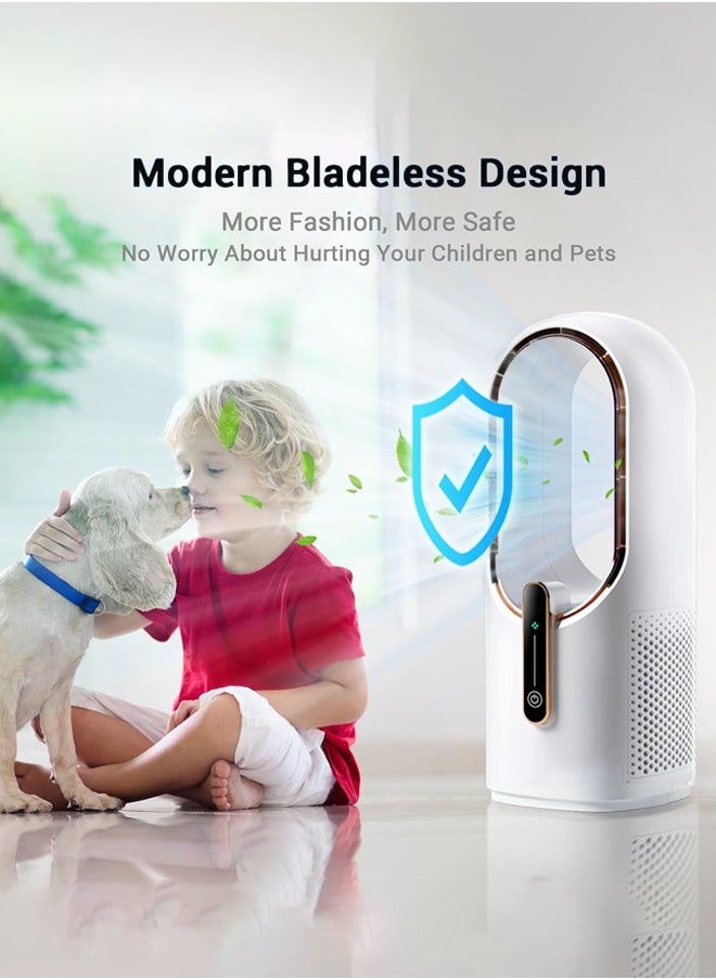 Joshberg Desk Fan Bladeless, 11.8 Inch Small Rechargeable Fan, Quiet Office Fan, 3 Speed Adjustment, Touch Control, Easy to Clean, Desk Fans Small Quiet, Ideal for Office, Living Room, Bedroom  - Image 4