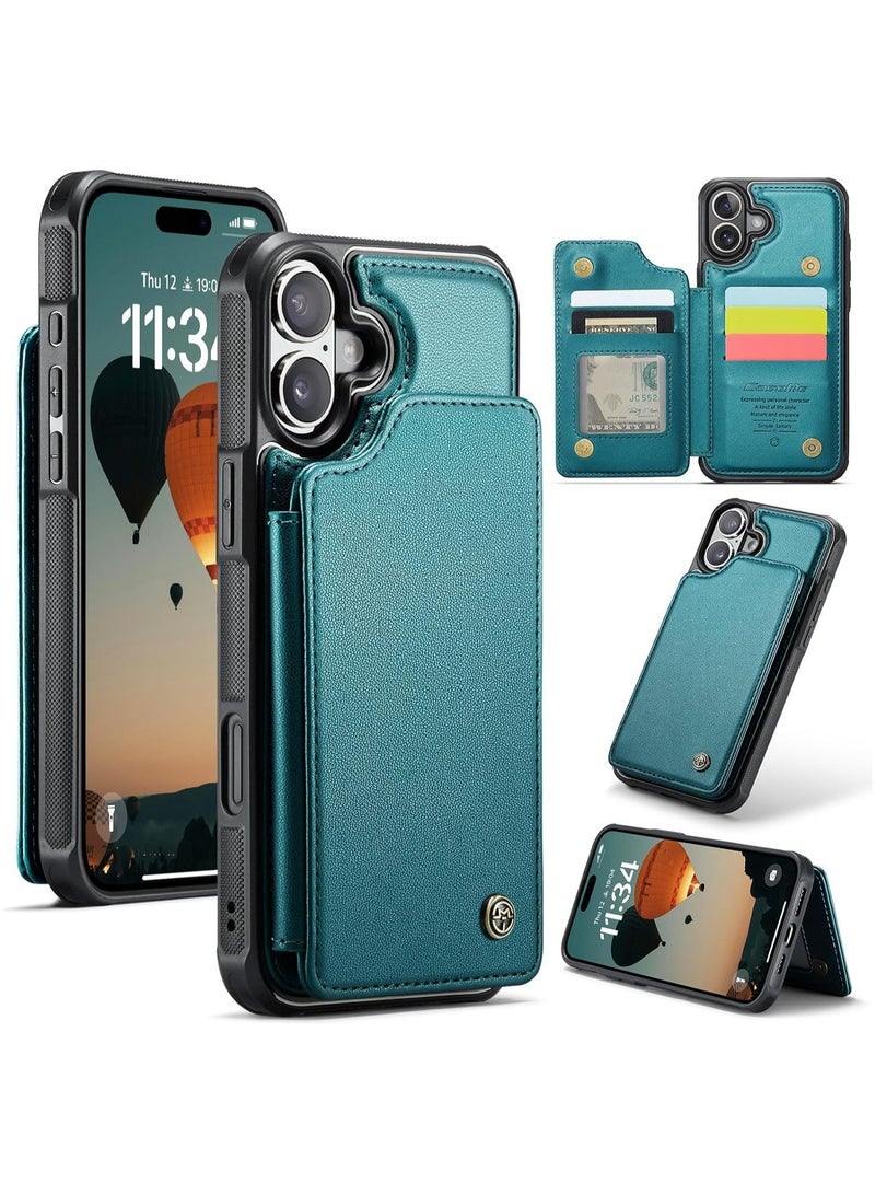 General Compatible with iPhone 16 Plus Slim Wallet Case with RFID Blocking Flip Card Slots/Kickstand, Shockproof Front PC Frame+Back PU Leather Protective Cover w/Magnetic Snaps  - Image 1
