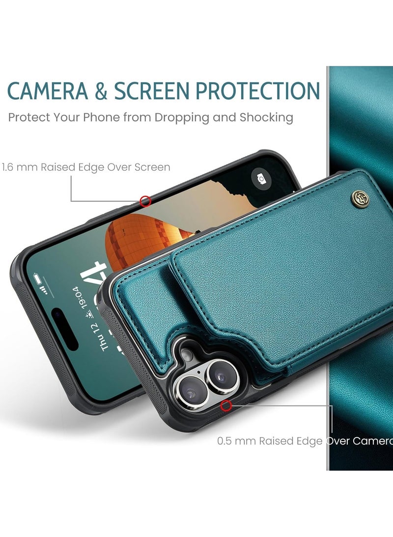 General Compatible with iPhone 16 Plus Slim Wallet Case with RFID Blocking Flip Card Slots/Kickstand, Shockproof Front PC Frame+Back PU Leather Protective Cover w/Magnetic Snaps  - Image 5