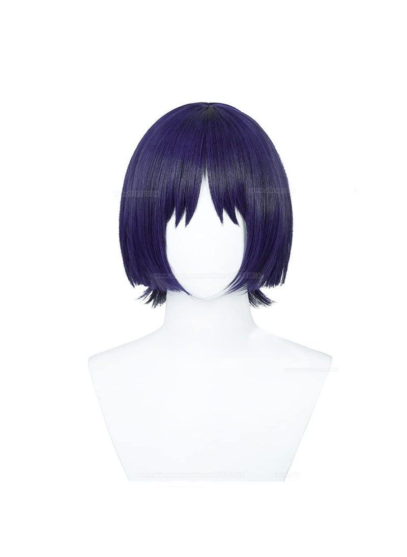 Xingwang Queen Xingwang Queen Anime Cosplay Wig Short Black Blue Highlight Purple Heat Resistant Party Wigs 