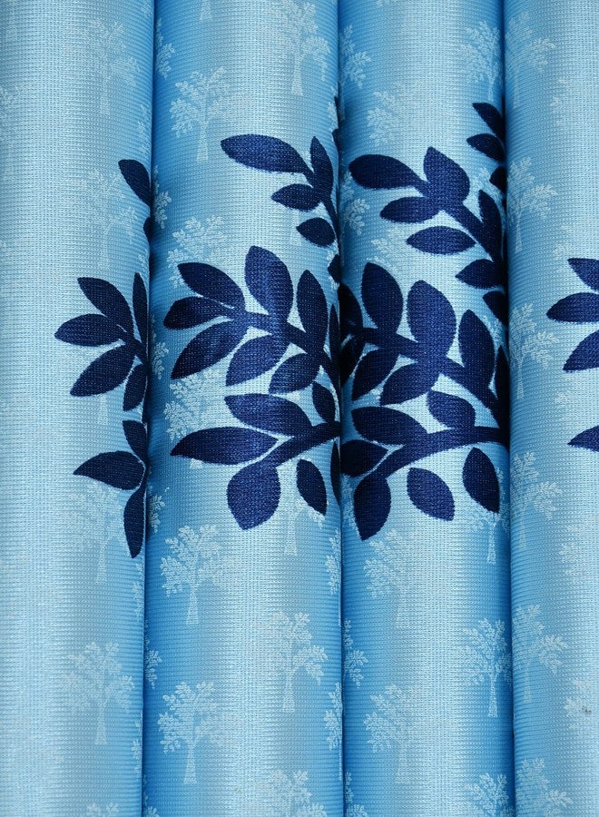 YUKANY Polyester Floral Printed Curtains, Pack of 3 (Long Door_8FT, Blue) - Image 4