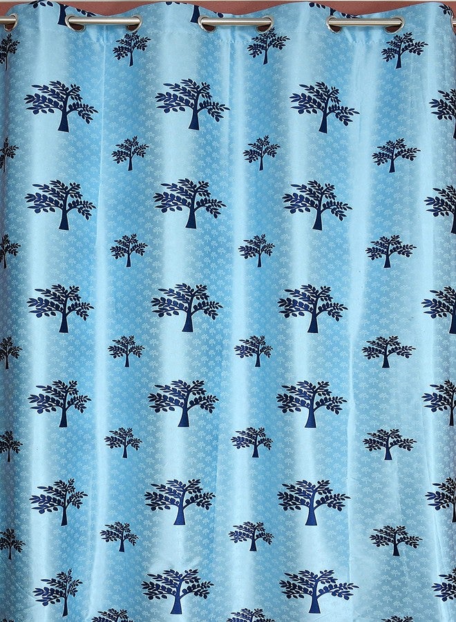 YUKANY Polyester Floral Printed Curtains, Pack of 3 (Long Door_8FT, Blue) - Image 2