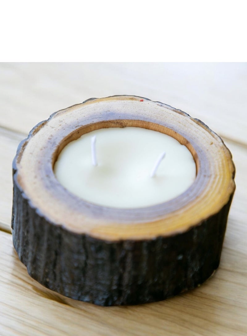 تابلوهاتي شمعة خشب برائحة المسك – شكل مدور أنيق - Image 2