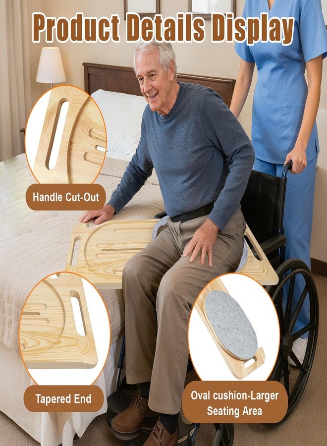 WodGod Wooden Slide Transfer Board,31x11" Transfer Board with Track Pulley Turntable,Made of Heavy-Duty Wood for Patient,Holds up to 500 Pounds,Suitable for Patient Senior and Handicap Move Assist - Image 4