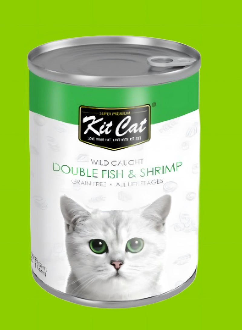 Kit Cat (24 packs) wet cat food with Double Fish - Shrimp flavor for small and large cats / 400 grams - Image 3