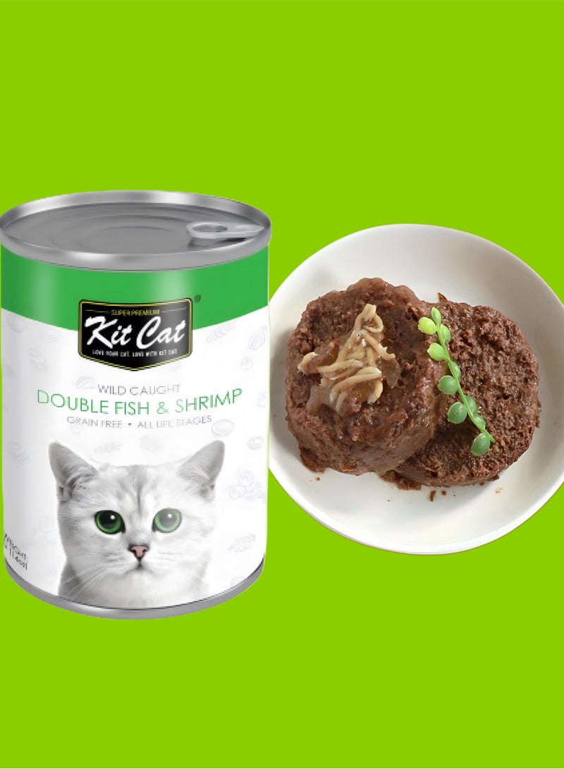 Kit Cat (24 packs) wet cat food with Double Fish - Shrimp flavor for small and large cats / 400 grams - Image 4