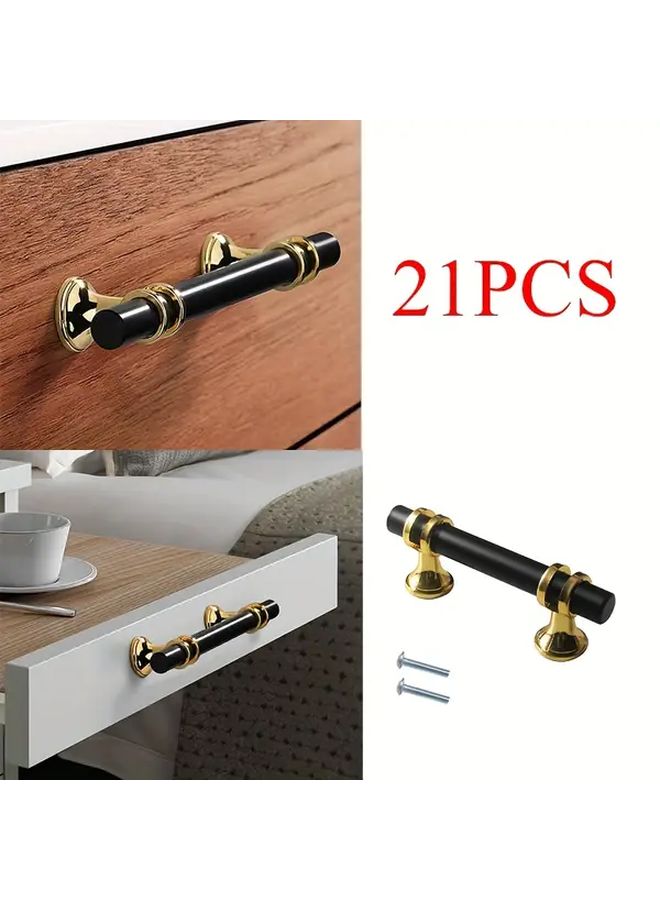 21 Piece Black Kitchen Cabinet Handles With Golden Base 12.8cm Hole Spacing - Image 1