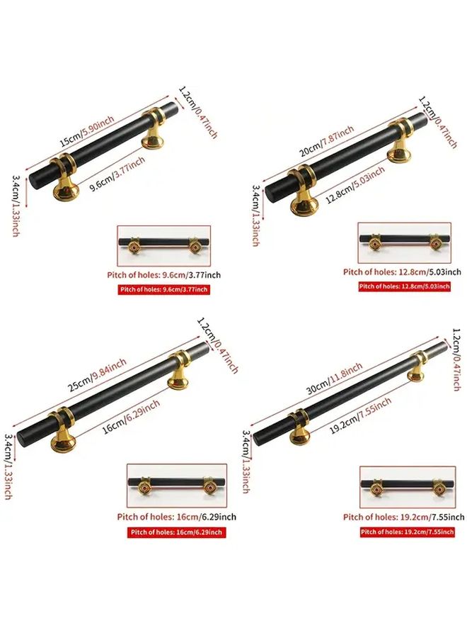 21 Piece Black Kitchen Cabinet Handles With Golden Base 12.8cm Hole Spacing - Image 3