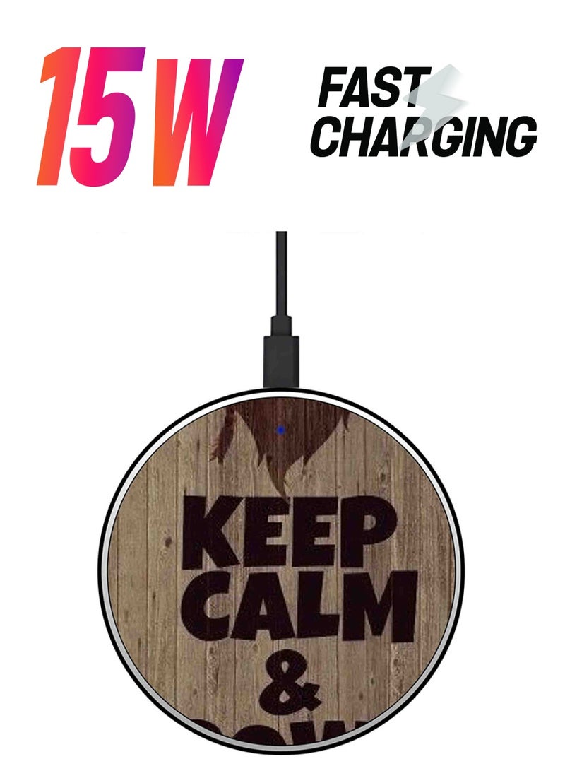 Theodor Keep Calm And Glow Bread Printed Ultra Slim Fast Wireless Charger With USB Cable Brown/Black - Image 1