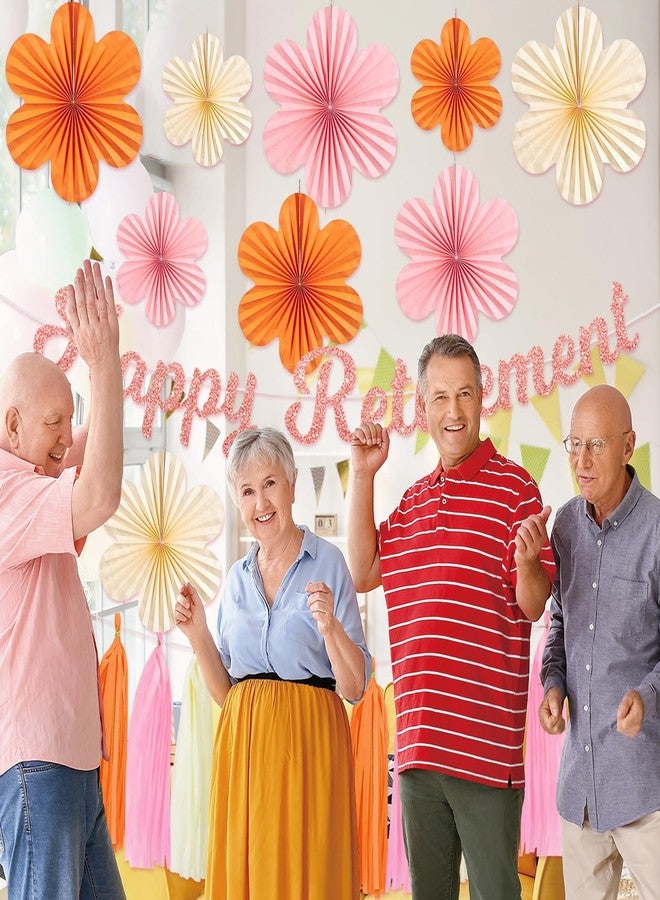 Roetyce Retirement Party Decorations Women, Pink Orange Happy Retirement Banner Paper Fan Tassel, Flower Themed Office Retired Party Supplies for Coworker, Funny Legend Has Retired Photo Backdrop - Image 4