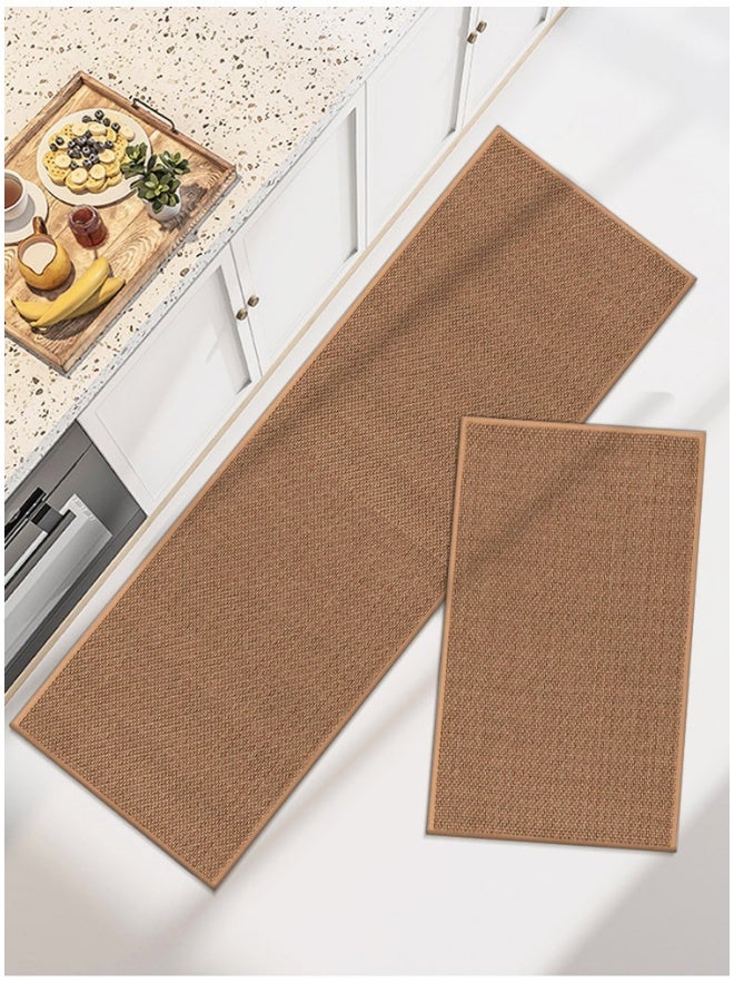 آنا طقم سجادة مضادة للانزلاق من اللينين بحجم 44*75 سم و44*120 سم، قابلة للطي، تمتص المياه ومقاومة للأوساخ. - Image 1