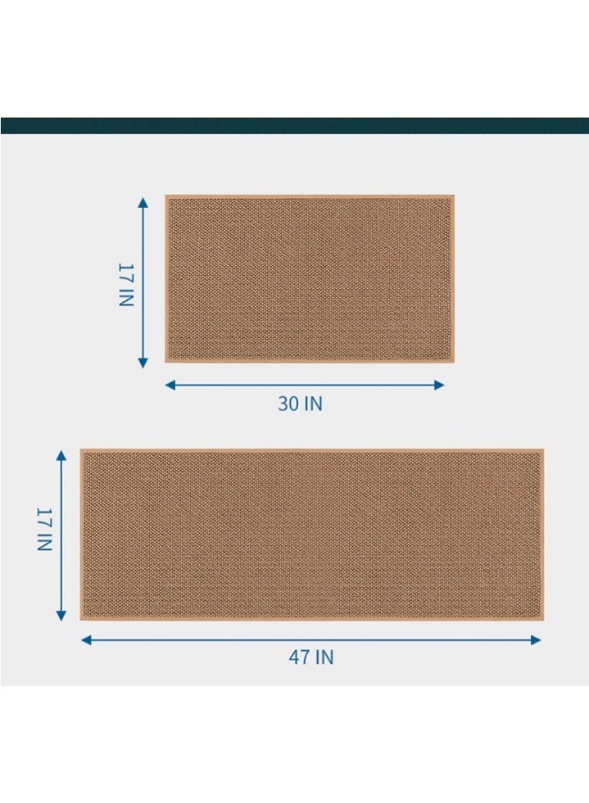 آنا طقم سجادة مضادة للانزلاق من اللينين بحجم 44*75 سم و44*120 سم، قابلة للطي، تمتص المياه ومقاومة للأوساخ. - Image 4