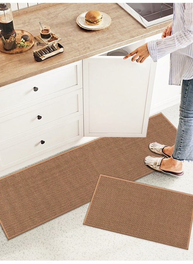 آنا طقم سجادة مضادة للانزلاق من اللينين بحجم 44*75 سم و44*120 سم، قابلة للطي، تمتص المياه ومقاومة للأوساخ. - Image 3