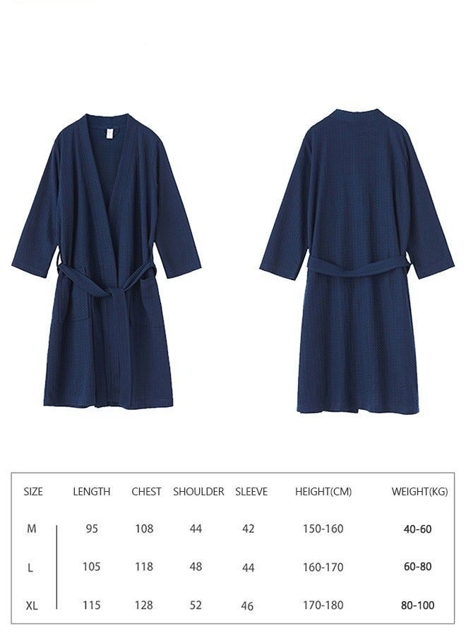Women's Bathrobe Light Super Absorbent Skin-friendly Home Clothes Nightgown Suitable For All Seasons Navy Blue - Image 3