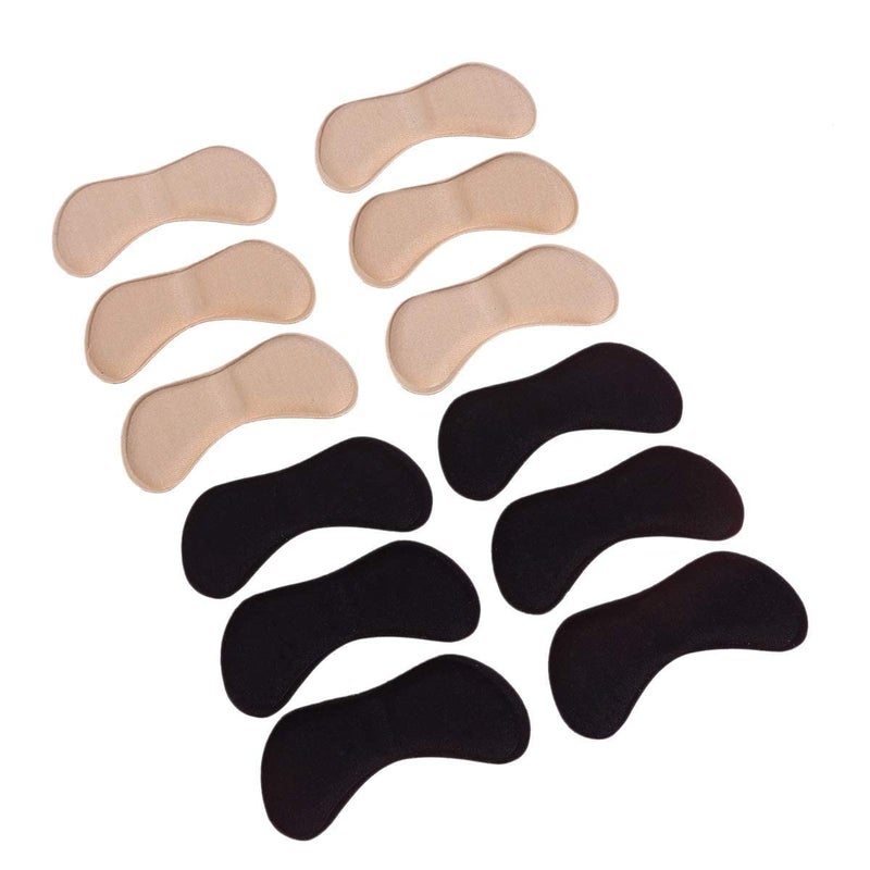 FEXMY Self-Adhesive Heel Grips Liner Cushion Inserts – Heel Pads, Shoe Bite Protector, Size Reducer Inserts, Shoes Fillers & Back Tape for Loose Shoes – Men & Women Bite Protection Pads & Tightener (Shoe Bite Protector [Beige, 3 Pair+Black, 3 Pair]) - Image 1