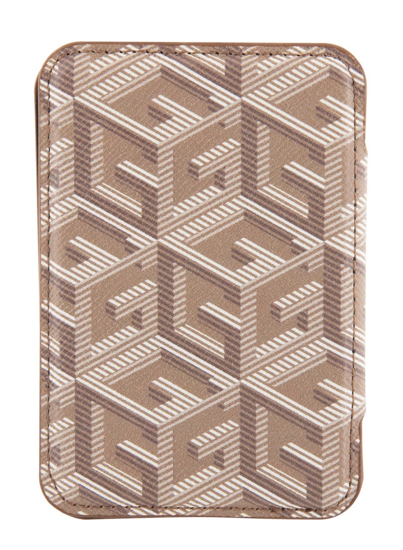 GUESS Magsafe Wallet Cardslot with Stand and Gcube Stripe Design / Secure Card Holder / High-Quality Phone Accessory - Brown - Image 3