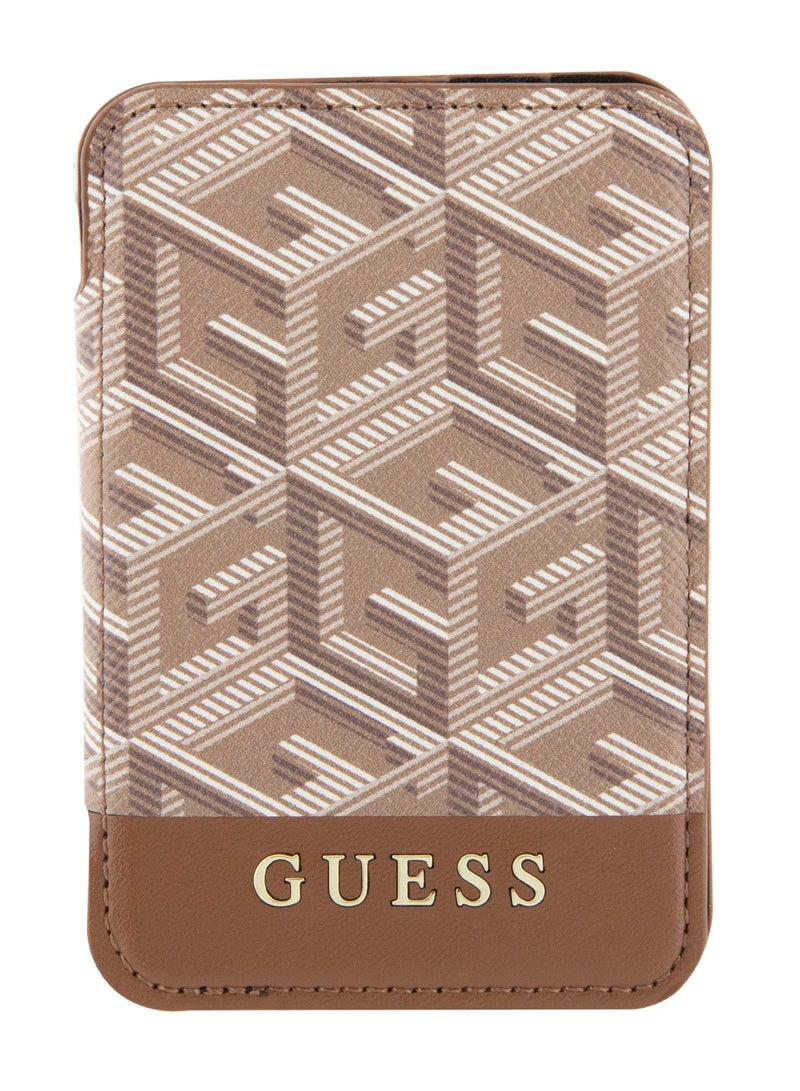 GUESS Magsafe Wallet Cardslot with Stand and Gcube Stripe Design / Secure Card Holder / High-Quality Phone Accessory - Brown - Image 1