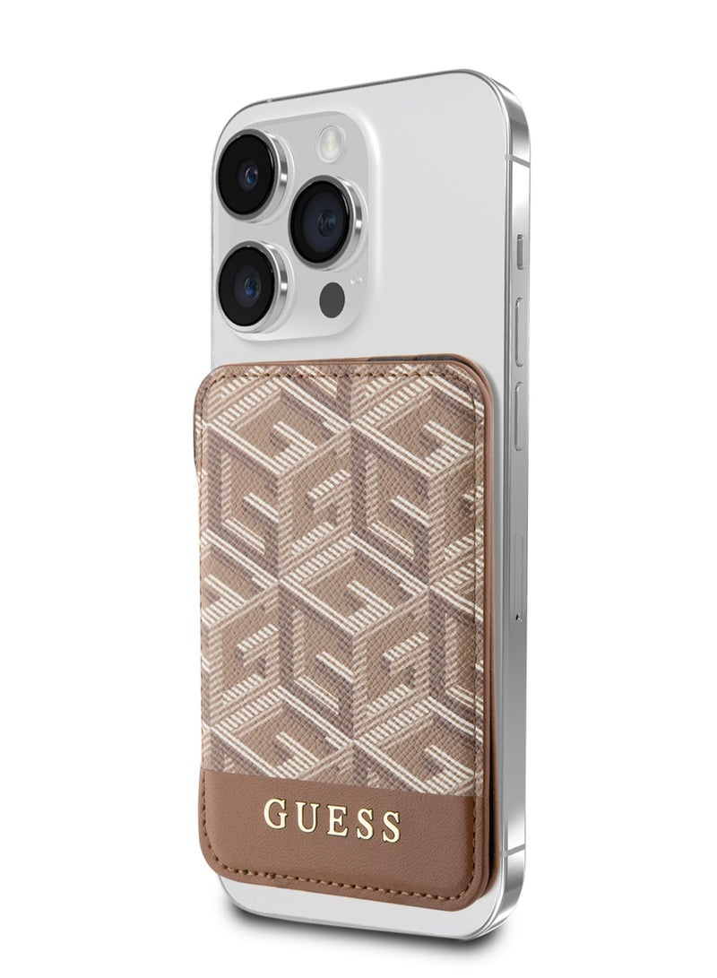 GUESS Magsafe Wallet Cardslot with Stand and Gcube Stripe Design / Secure Card Holder / High-Quality Phone Accessory - Brown - Image 5