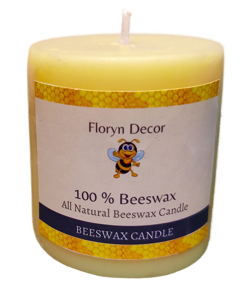 Floryn Decor® Beeswax Pillar Candle | Natural Beeswax Candle | Size 2 by 2 | Jasmine | Set of 6 - Image 2