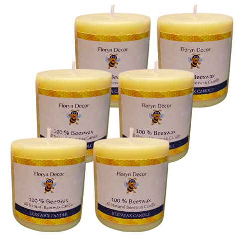 Floryn Decor® Beeswax Pillar Candle | Natural Beeswax Candle | Size 2 by 2 | Jasmine | Set of 6 - Image 1