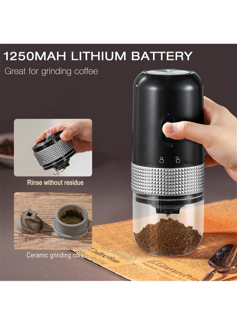 Electric Coffee Grinder, Ceramic Conical Burr Coffee Grinder, Large Capacity Portable Cordless Coffee Bean Grinder, Grind Settings Adjustable, Suitable For Office/Travel