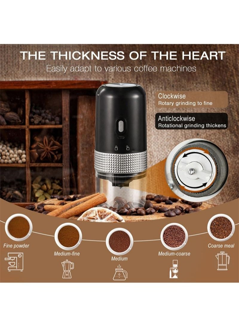 Electric Coffee Grinder, Ceramic Conical Burr Coffee Grinder, Large Capacity Portable Cordless Coffee Bean Grinder, Grind Settings Adjustable, Suitable For Office/Travel