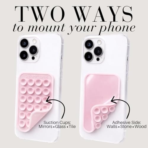 SuckerCharms Reversible Two Sided Phone Mount – Reusable Adhesive for Walls & Suction Cups for Mirrors - Hands Free Filming for Gym, Home, Travel & Content Creators - Stick Your Phone Anywhere - Image 2