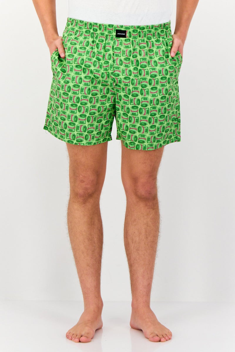 Jack Jones Men All Over Print Boxer, Green - Image 1