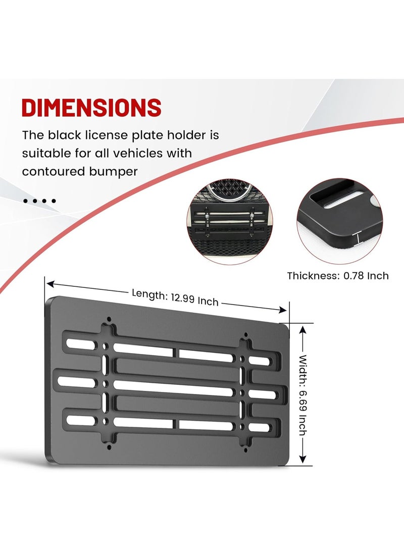 Soofam Front License Plate Bracket Holder, Universal Front Bumper License Plate Mounting Kit, Frame Tag Universal, Car Tag Adapter, for Car Truck Van SUV with 6 Screws and Wrench Kit, Black Easy Mount - Image 3