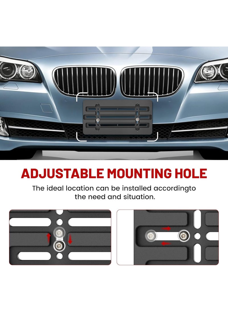 Soofam Front License Plate Bracket Holder, Universal Front Bumper License Plate Mounting Kit, Frame Tag Universal, Car Tag Adapter, for Car Truck Van SUV with 6 Screws and Wrench Kit, Black Easy Mount - Image 2