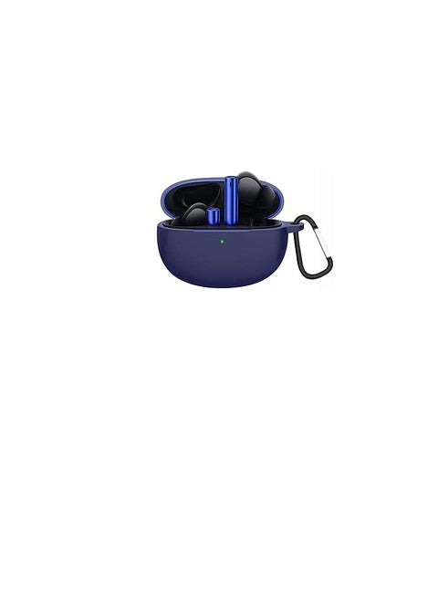 Realme Buds Air 3 Silicone Protective Portable Case Compatible with Realme Buds Air 3 Headset Body with Hooks (Black) (Blue)