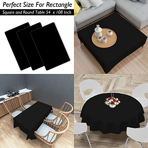 Childom 3 Pack Plastic Tablecloths for Rectangle Tables 54" x 108" Black Disposable Table Cloths for 6 to 8 Foot Tables Indoor or Outdoor Parties Birthday Wedding Christmas Anniversary Buffet Table - Image 2