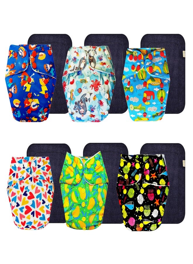 Dumbledo Premium Cloth Diaper with Black Insert (Pack of 6) | Hypoallergenic | Breathable | Quick Dry | Everyday Diapering Essential | 3 Months - 3 Years | Unisex Baby - Image 1