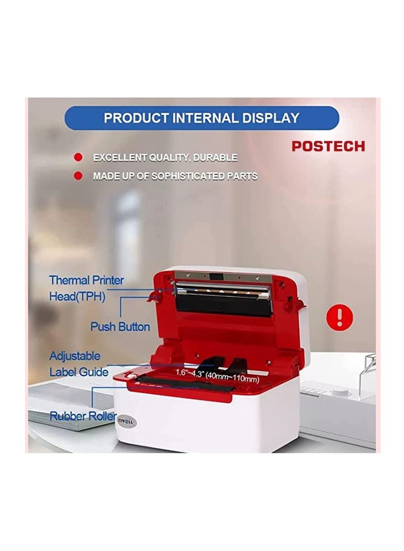 POSTECH PT-R909 USB+LAN HIGH SPEED 4X6 SHIPPING LABEL PRINTER COMMERCIAL THERMAL POSTAGE BARCODE PRINTER COMPATIBLE WITH WINDOW & MAC FOR OFFICE, HOME,... - Image 3