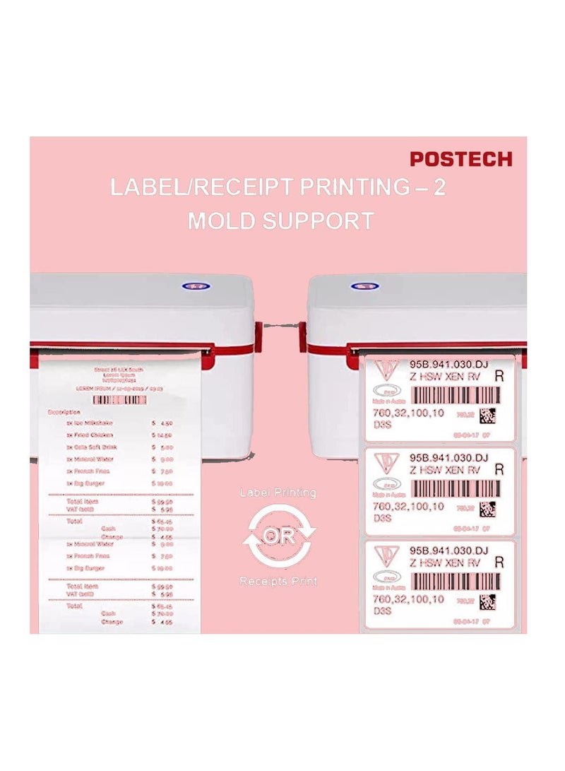 POSTECH PT-R909 USB+LAN HIGH SPEED 4X6 SHIPPING LABEL PRINTER COMMERCIAL THERMAL POSTAGE BARCODE PRINTER COMPATIBLE WITH WINDOW & MAC FOR OFFICE, HOME,... - Image 4
