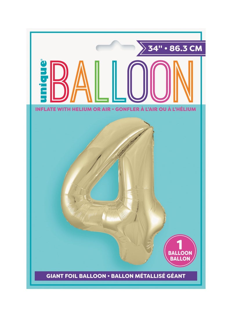 Unique 34" Gold Foil Number 4 Balloon - Image 2