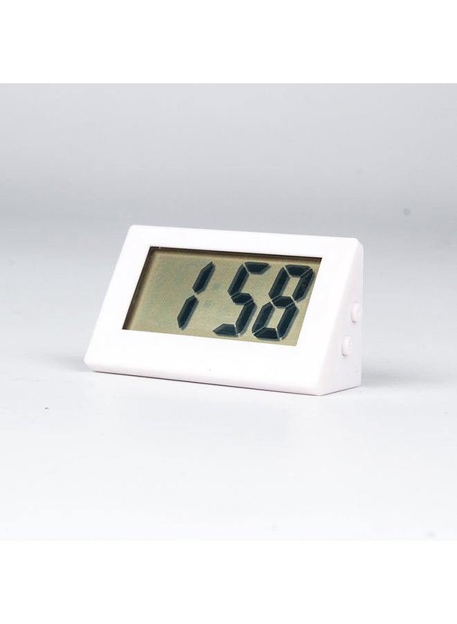 Lcd Digital Car Clock With Sticky Pad, Small Digital Time Display, Portable Electronic Desk Clock, Suitable For Car Dashboards, Home Offices, Triangular White.