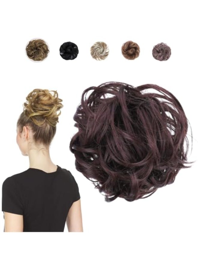 Juvabun Hair Extensions Dark Brown Soft Curly Hair Extensions ClipIn for Natural Volume Quick Updo Styling Hair Bun Maker - Image 1
