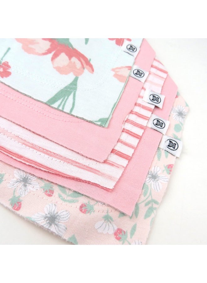 HonestBaby Multipack Reversible Bandana Drool Bibs Burpcloths Adjustable Snaps For Infant Baby Boys & Girls 100% Organic Cotton 5Pack Strawberry Cream One Size  - Image 3