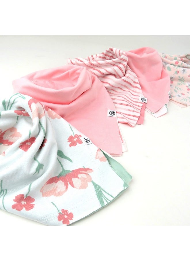 HonestBaby Multipack Reversible Bandana Drool Bibs Burpcloths Adjustable Snaps For Infant Baby Boys & Girls 100% Organic Cotton 5Pack Strawberry Cream One Size  - Image 4