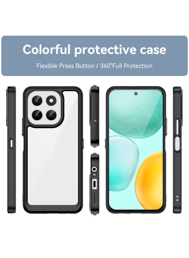 SanHu for Honor X7d 4G/5G Case Cover, High Quality Hard Backplane Soft Border Pure and Bright Comfortable Feel Cell Phone Protective Case for Honor X7d 4G/5G, Black - Image 2