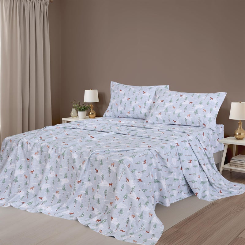ZOYER Flannel Sheets Queen Size Set - Soft & Comfy Deep Pocket Cotton Flannel Bedding  Fitted Up to 16""  Double Brushed Queen Bed Sheets  4 Pieces  Winter Moose - Image 2