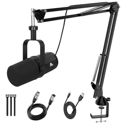 Audio Array AM-C11 Pro XLR/USB Professional Dynamic Mic Kit | Premium Metal 96kHz/24bit Studio Quality | 2M XLR & USB Cables,Volume Control,Mute & Realtime Monitoring | Streaming,Gaming & podcasting - Image 1