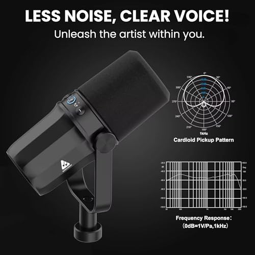 Audio Array AM-C11 Pro XLR/USB Professional Dynamic Mic Kit | Premium Metal 96kHz/24bit Studio Quality | 2M XLR & USB Cables,Volume Control,Mute & Realtime Monitoring | Streaming,Gaming & podcasting - Image 2